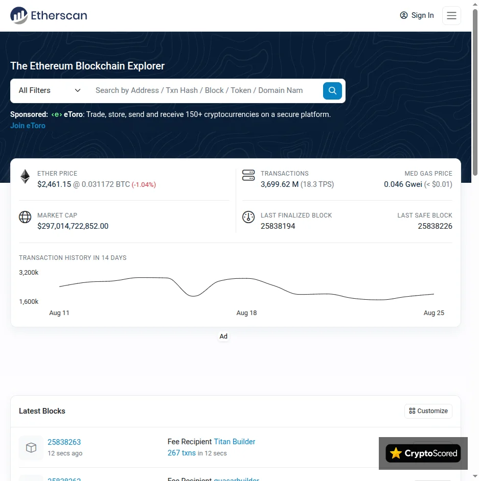 Etherscan website preview