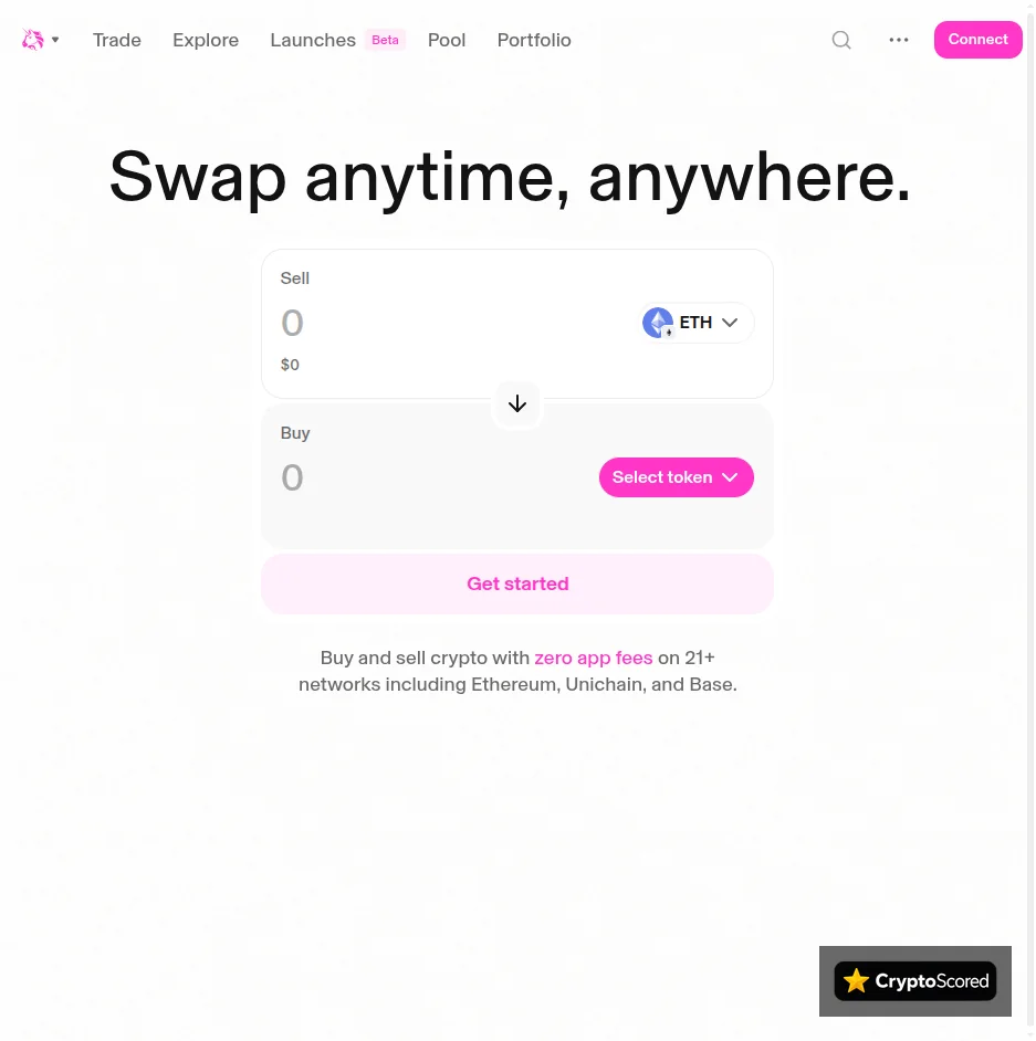 Uniswap website preview