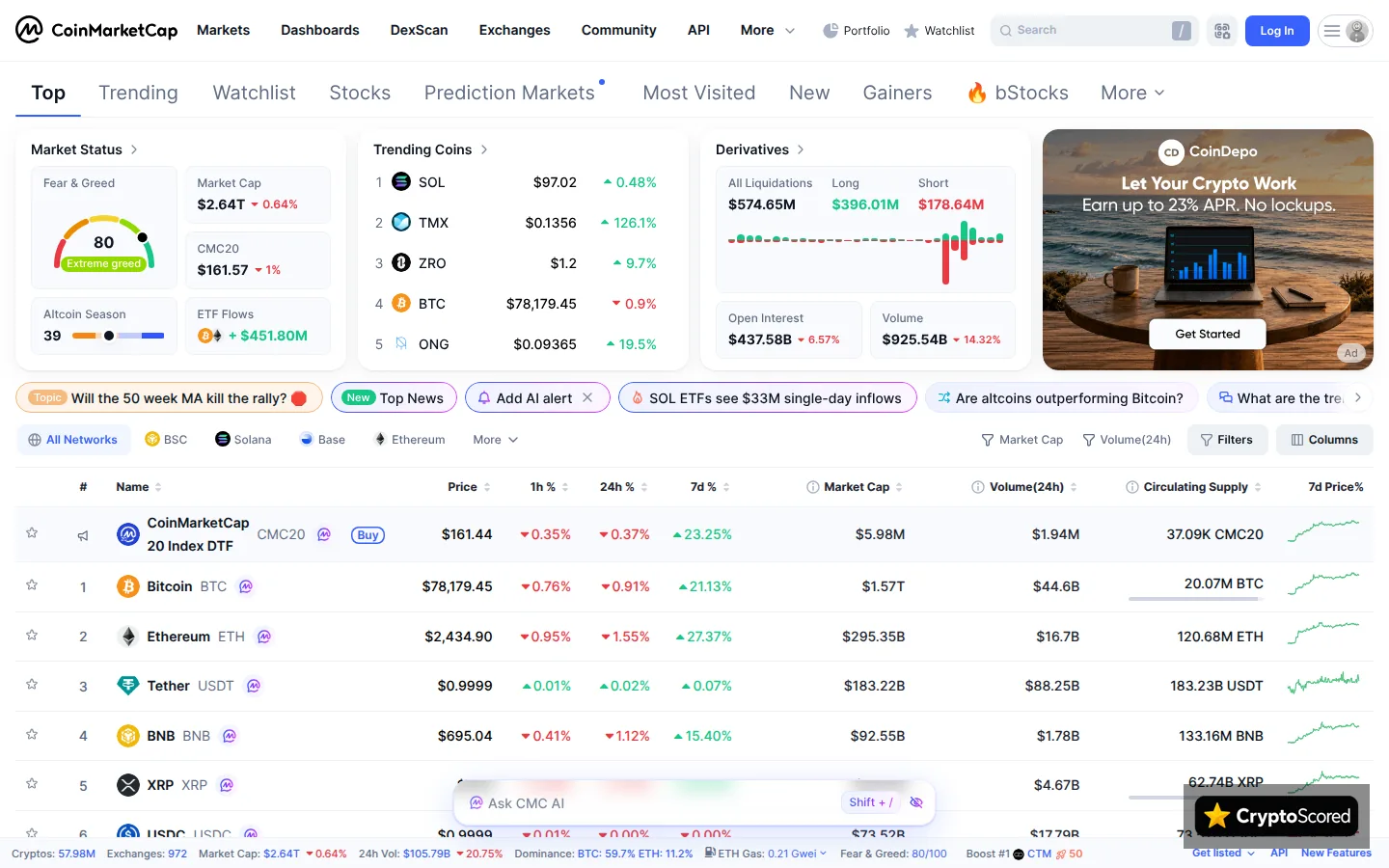 CoinMarketCap website preview