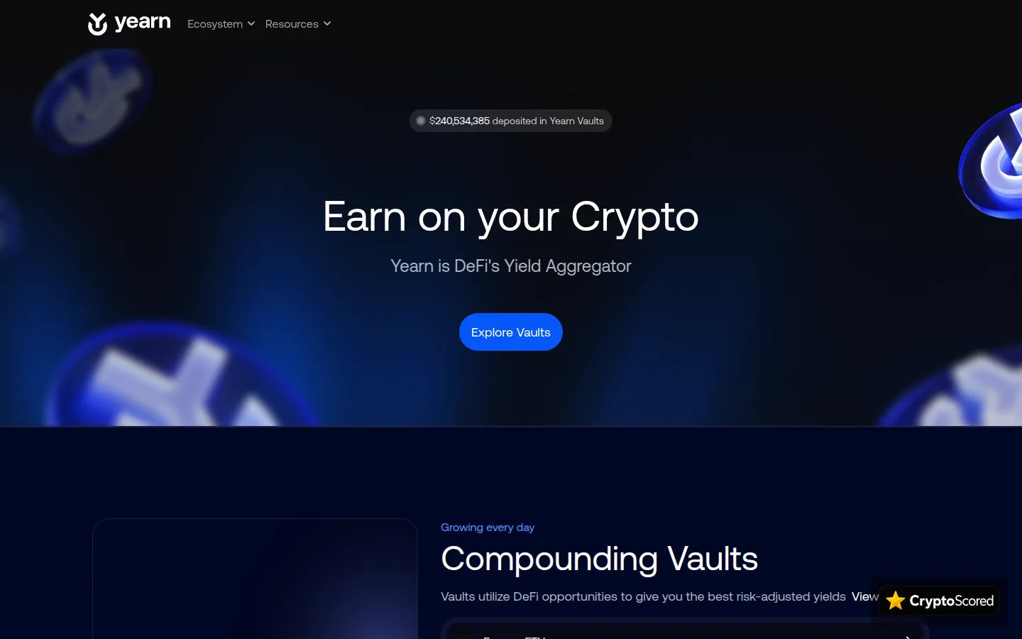 Yearn Finance website preview