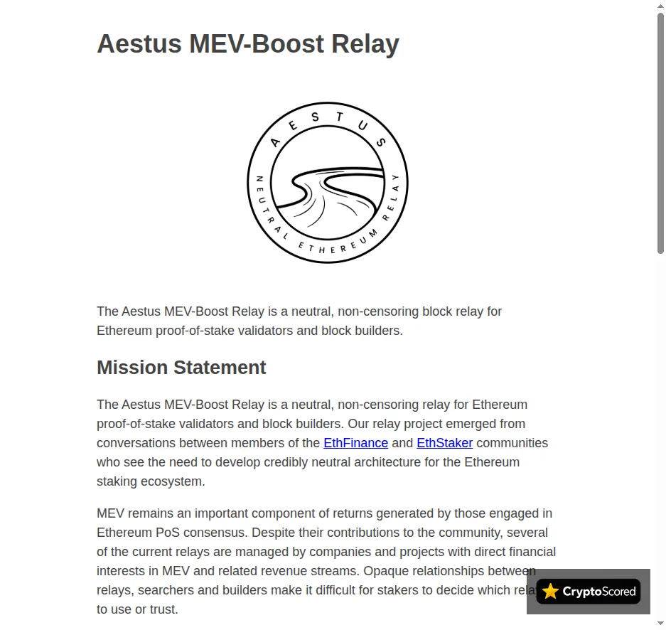Aestus website preview
