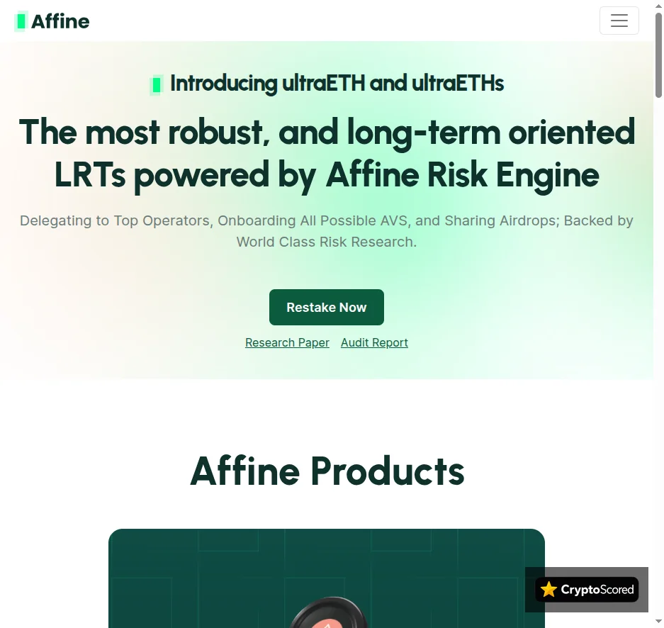 Affine Restaking website preview