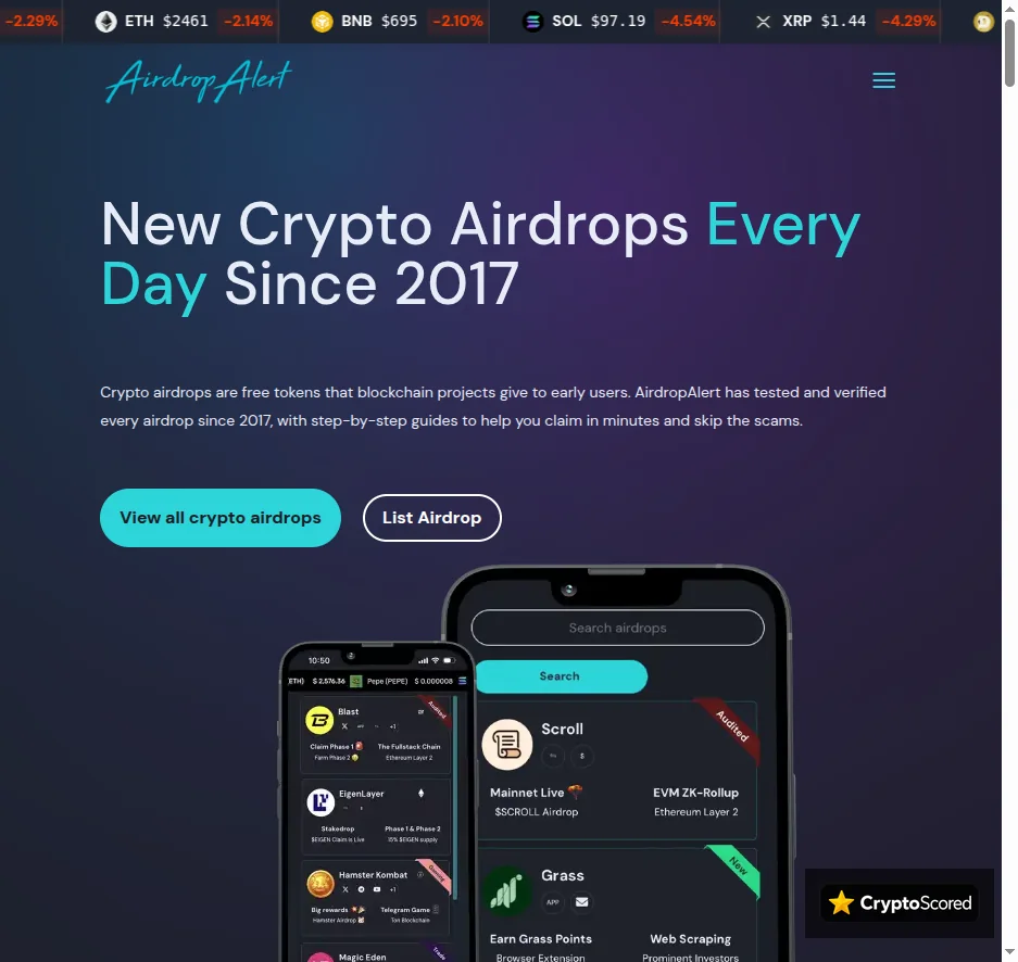 AirdropAlert website preview