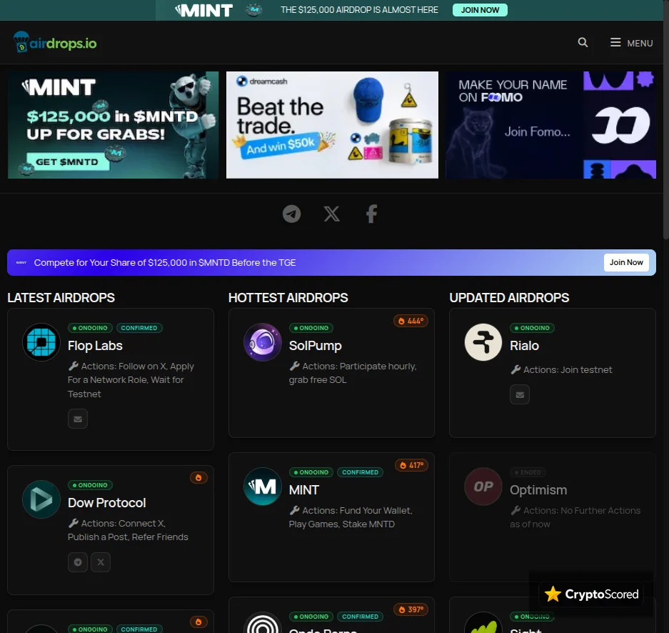 Airdrops.io website preview