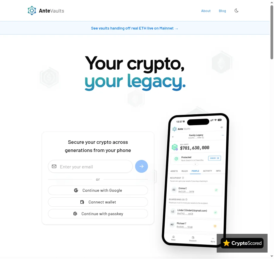 Ante Finance website preview