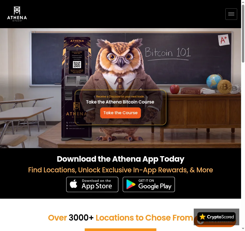 Athena Bitcoin website preview