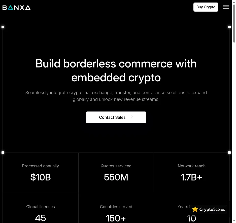 Banxa website preview