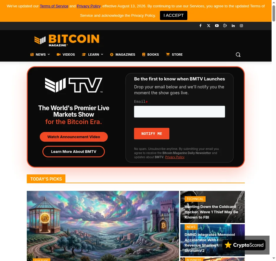 Bitcoin Magazine website preview