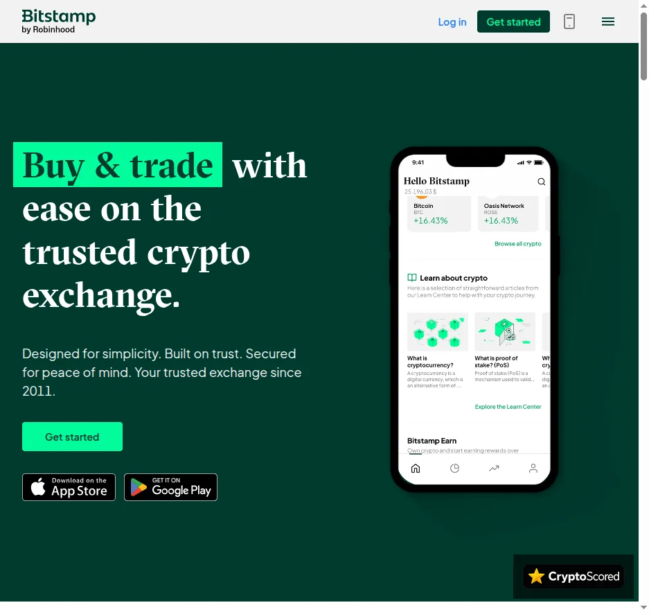 Bitstamp website preview