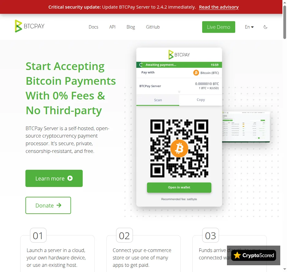 BTCPay Server website preview