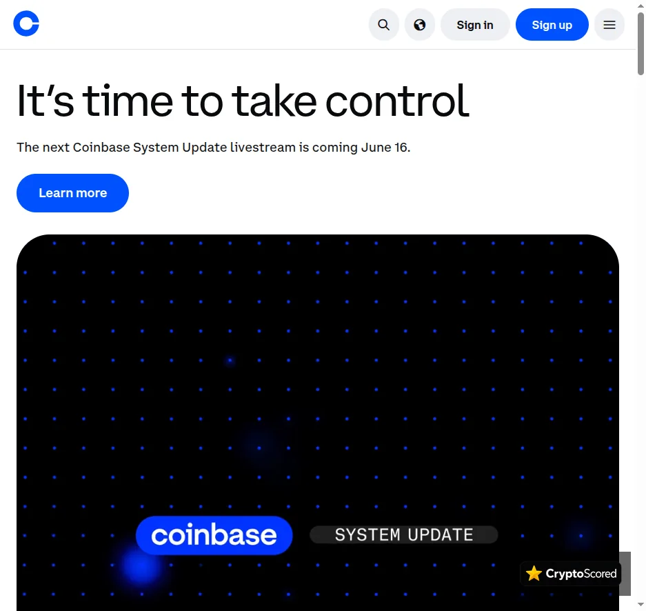 Coinbase Earn website preview