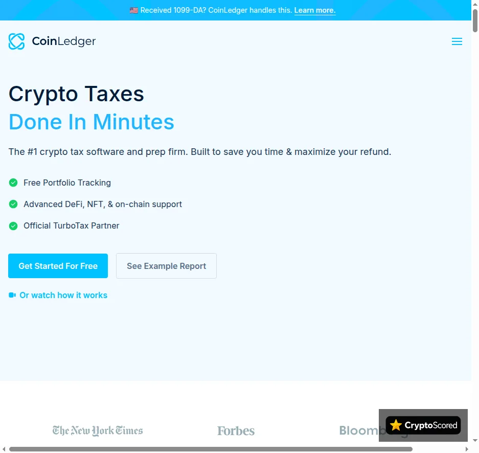 CoinLedger website preview