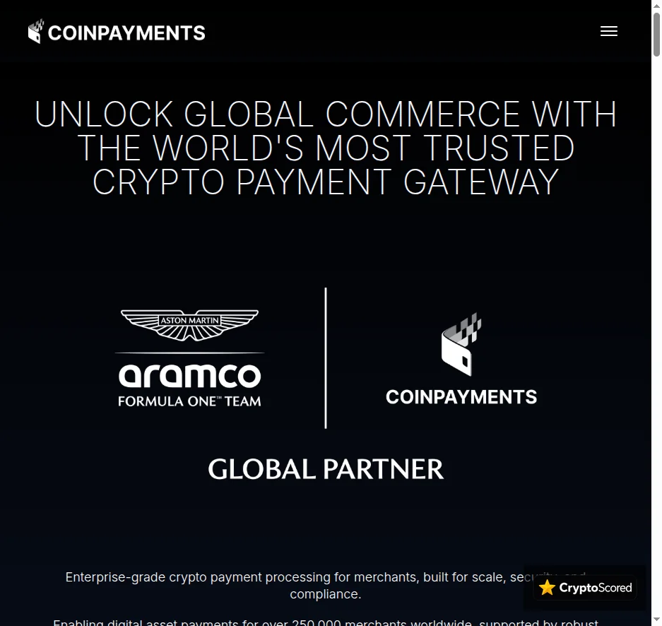 CoinPayments website preview