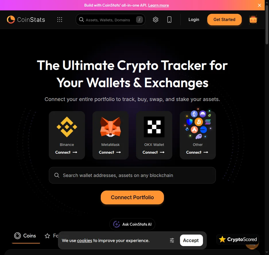 CoinStats website preview