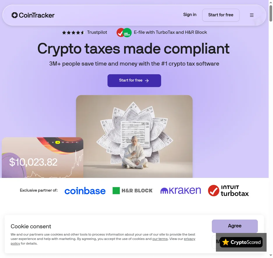 CoinTracker website preview