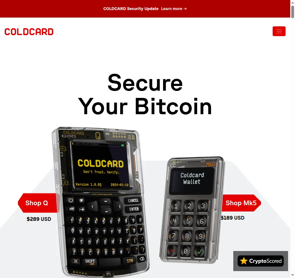 Coldcard website preview