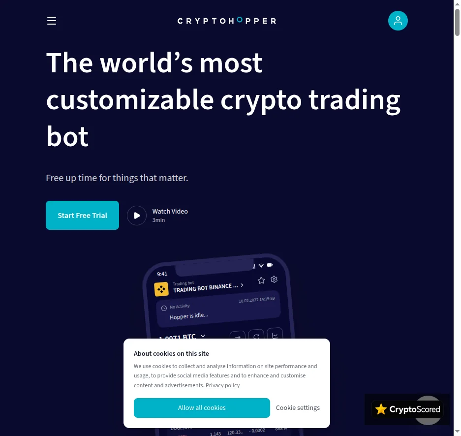 Cryptohopper website preview