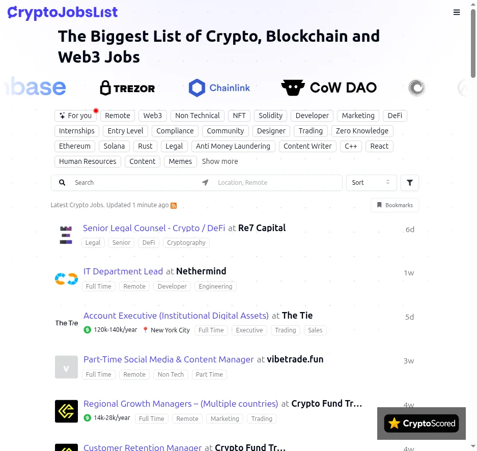 CryptoJobsList website preview