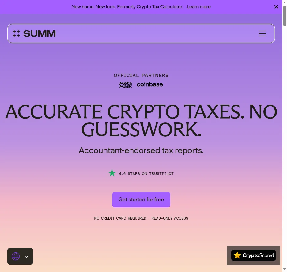 CryptoTaxCalculator website preview