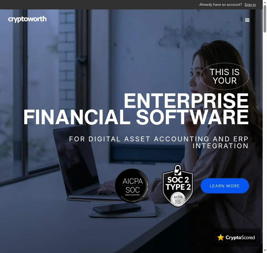 Cryptoworth website preview