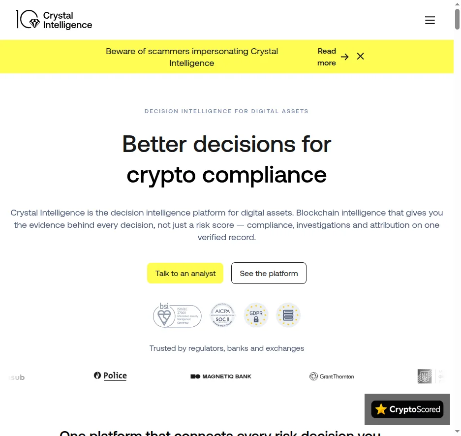 Crystal Intelligence website preview