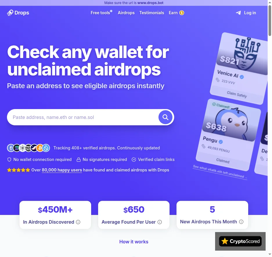 Drops website preview