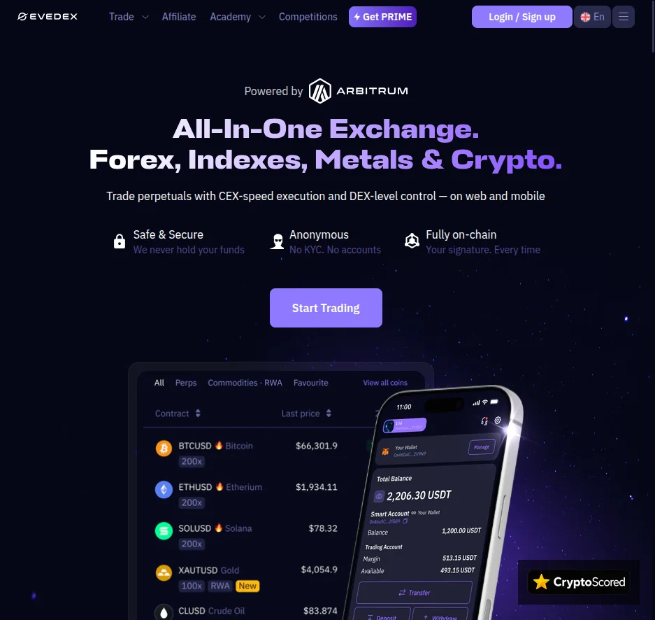 EVEDEX website preview