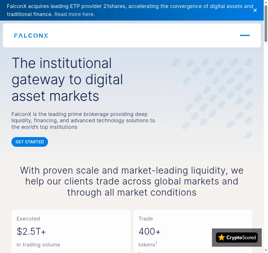FalconX website preview