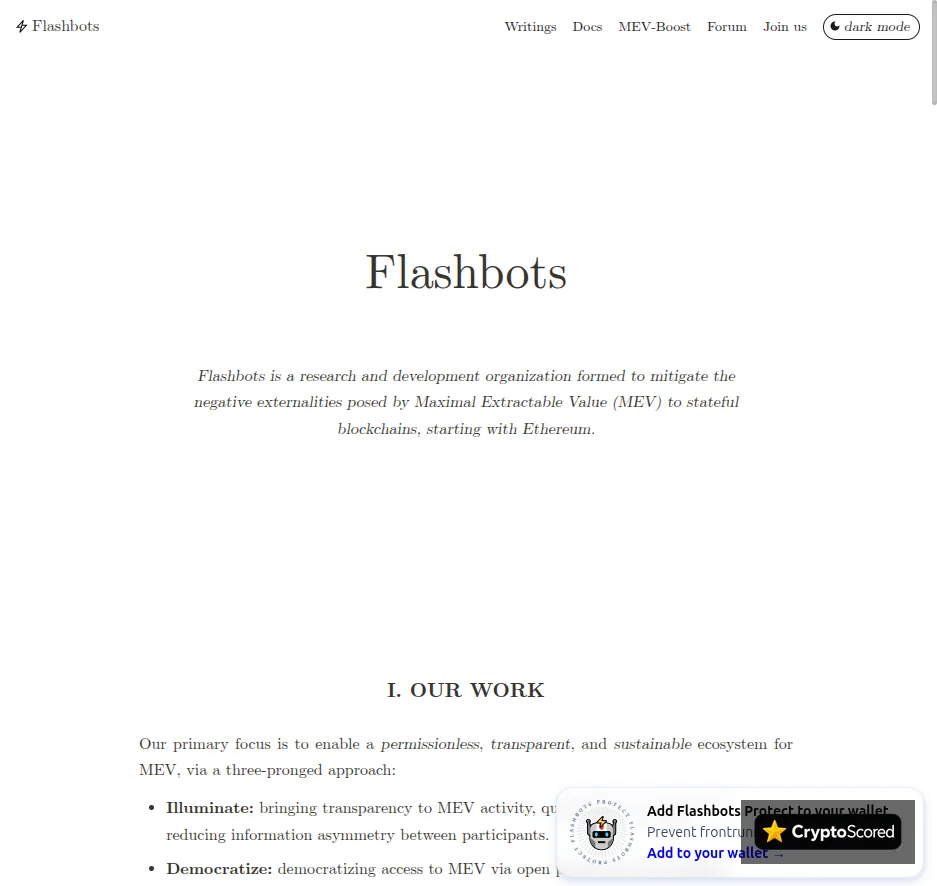 Flashbots website preview