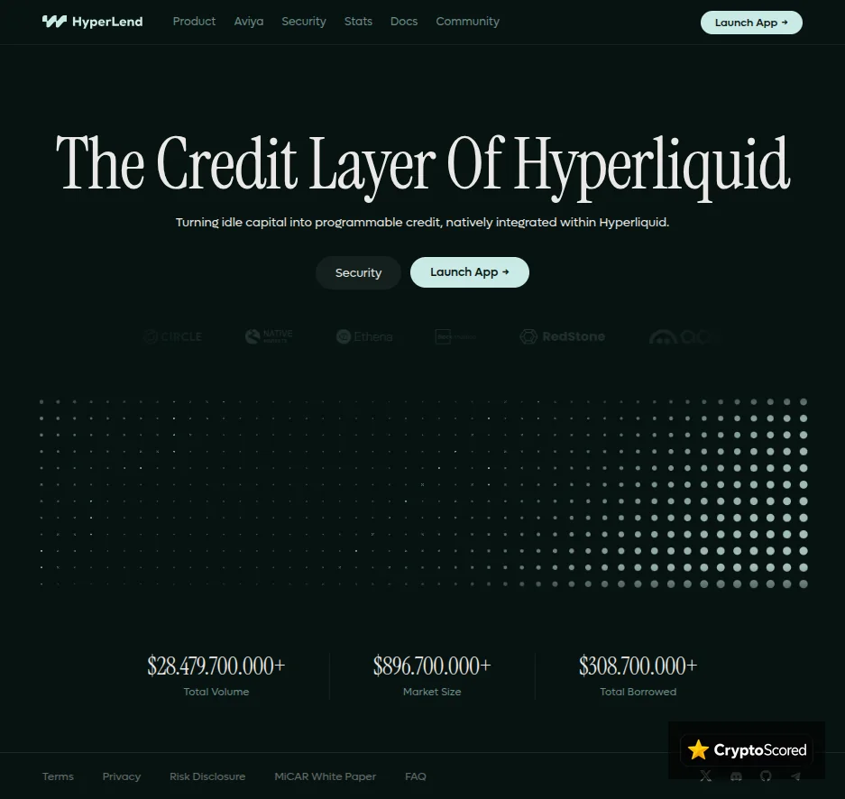 HyperLend website preview