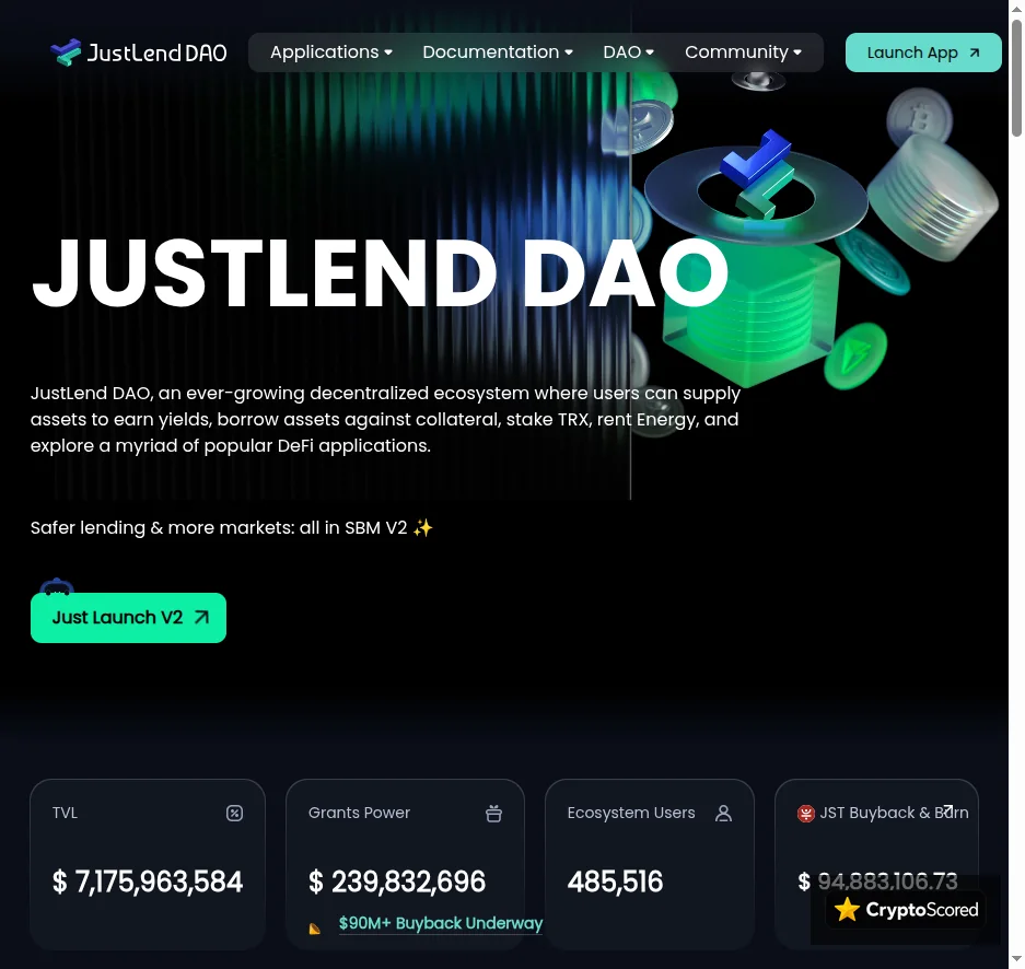 JustLend website preview