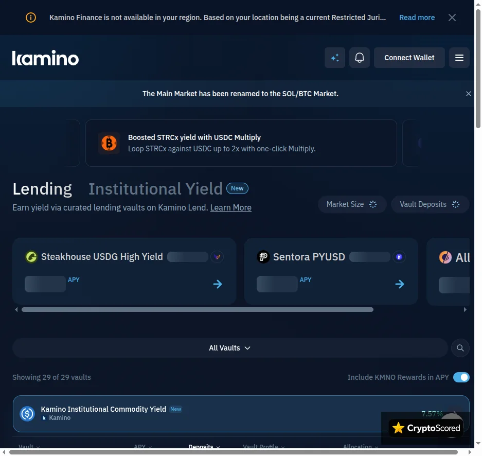 Kamino Lend website preview