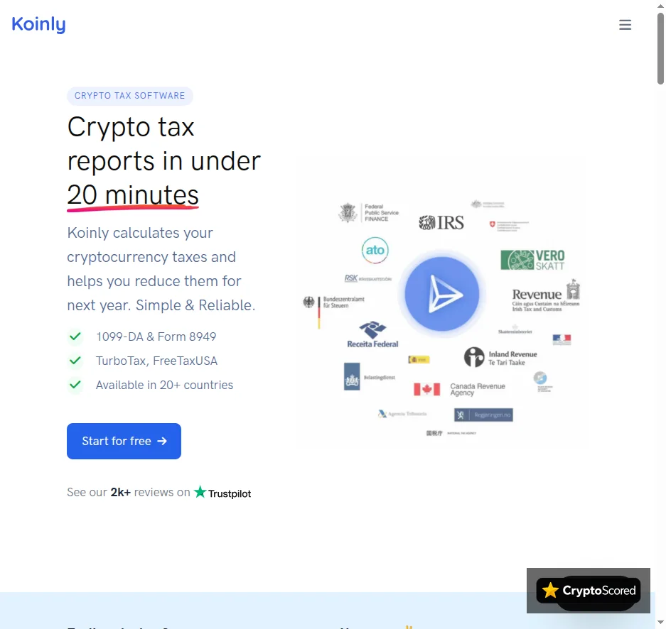 Koinly website preview