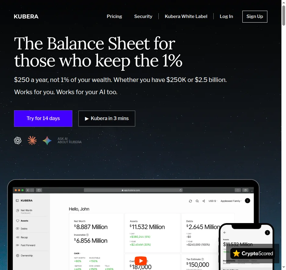 Kubera website preview