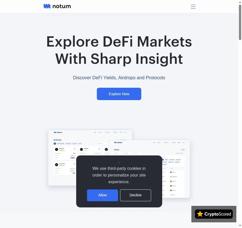 Notum website preview