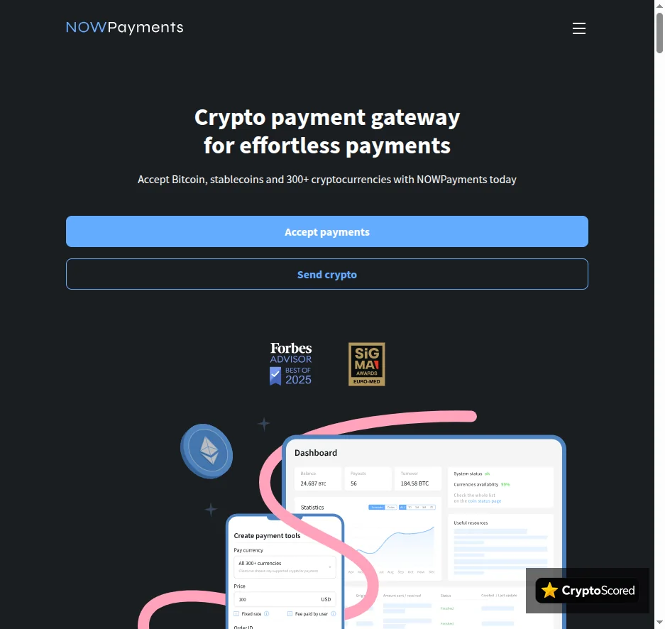 NOWPayments website preview