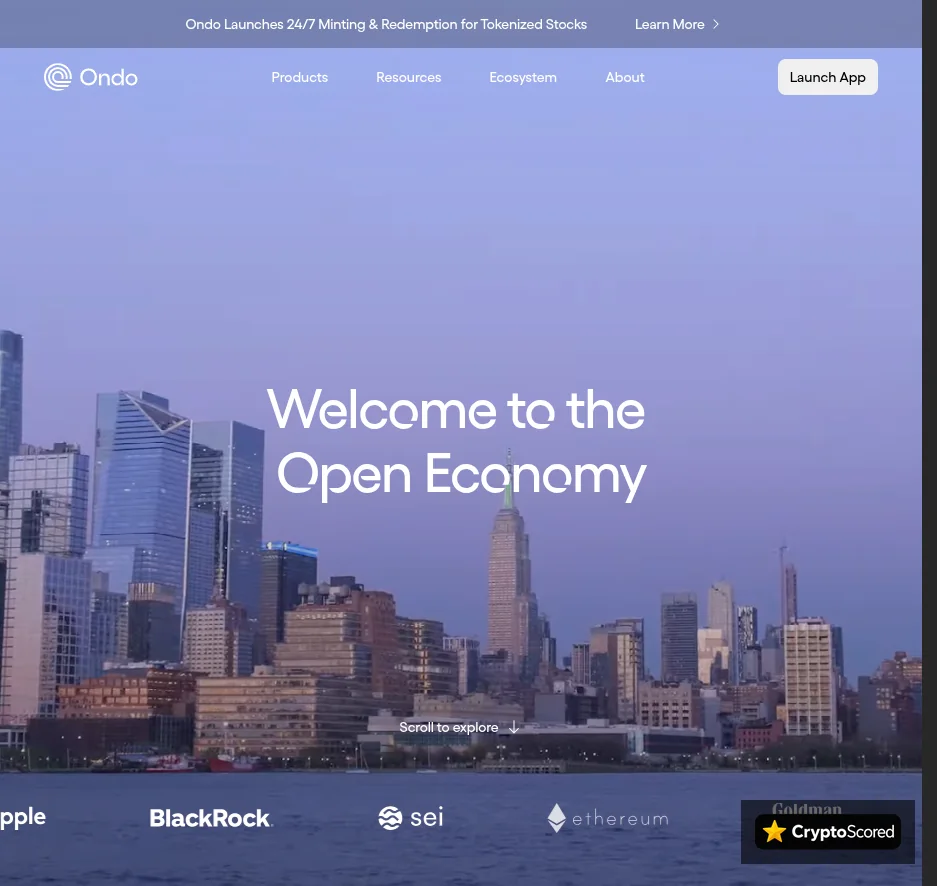 Ondo Finance website preview
