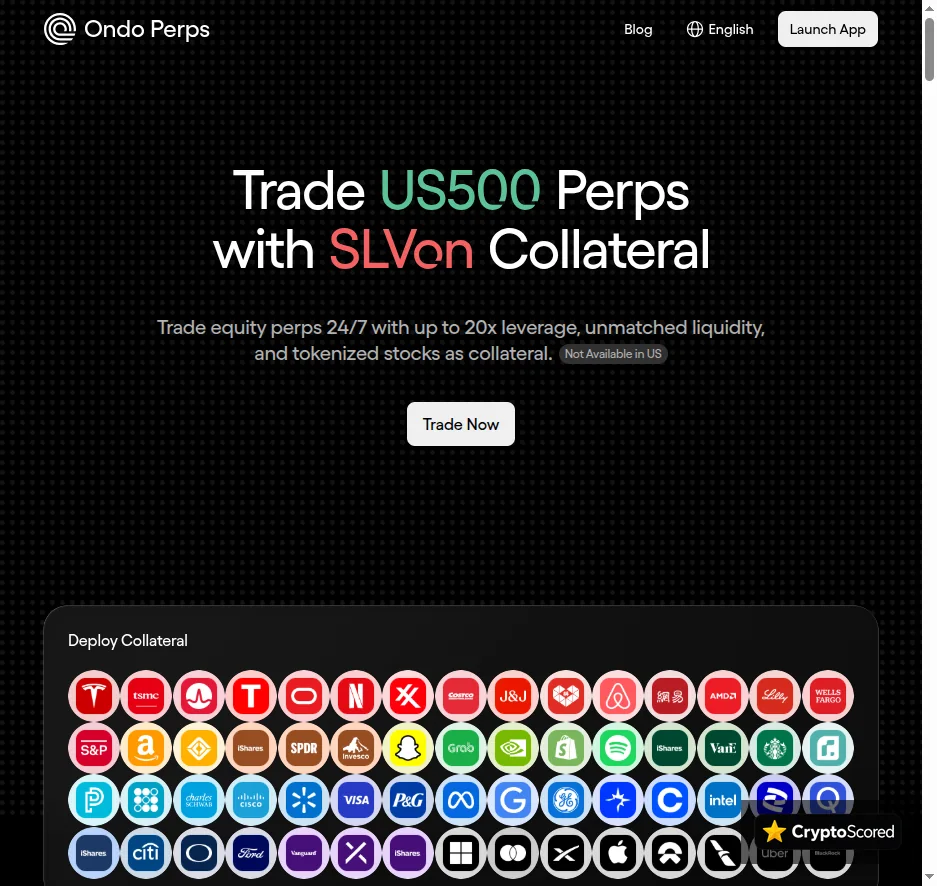 Ondo Perps website preview
