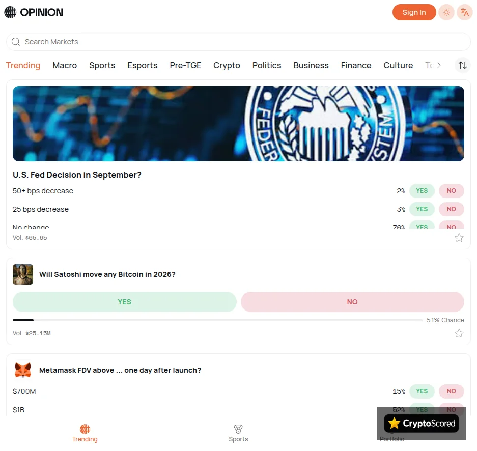 OPINION website preview