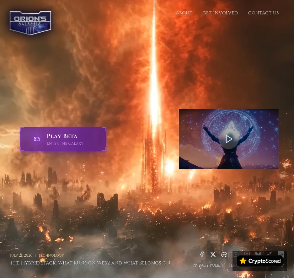 Orion's Galactic Life website preview