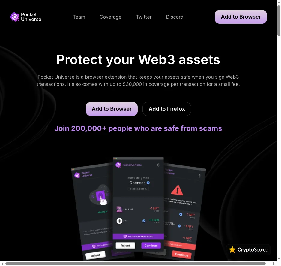 Pocket Universe website preview