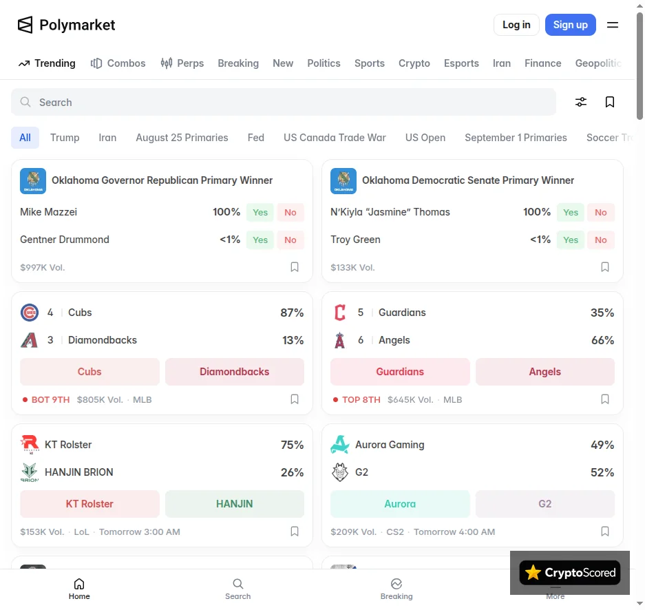 Polymarket website preview