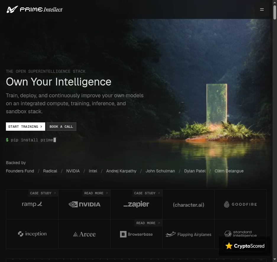 Prime Intellect website preview
