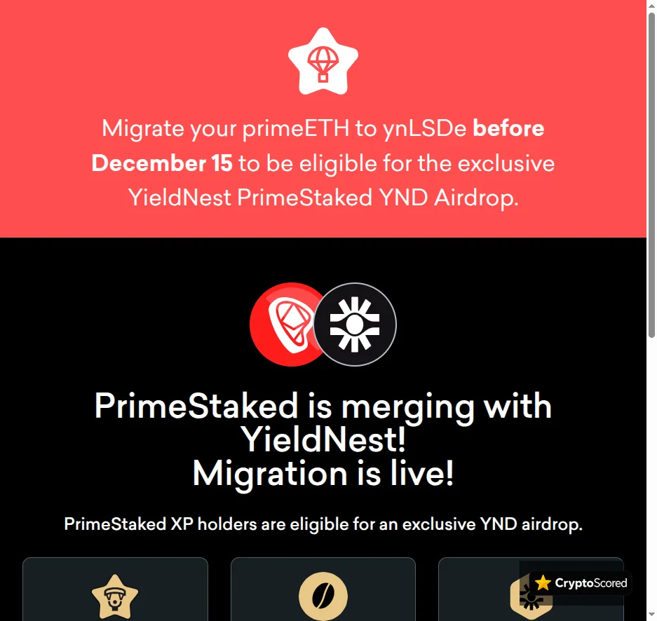 Prime Staked ETH website preview