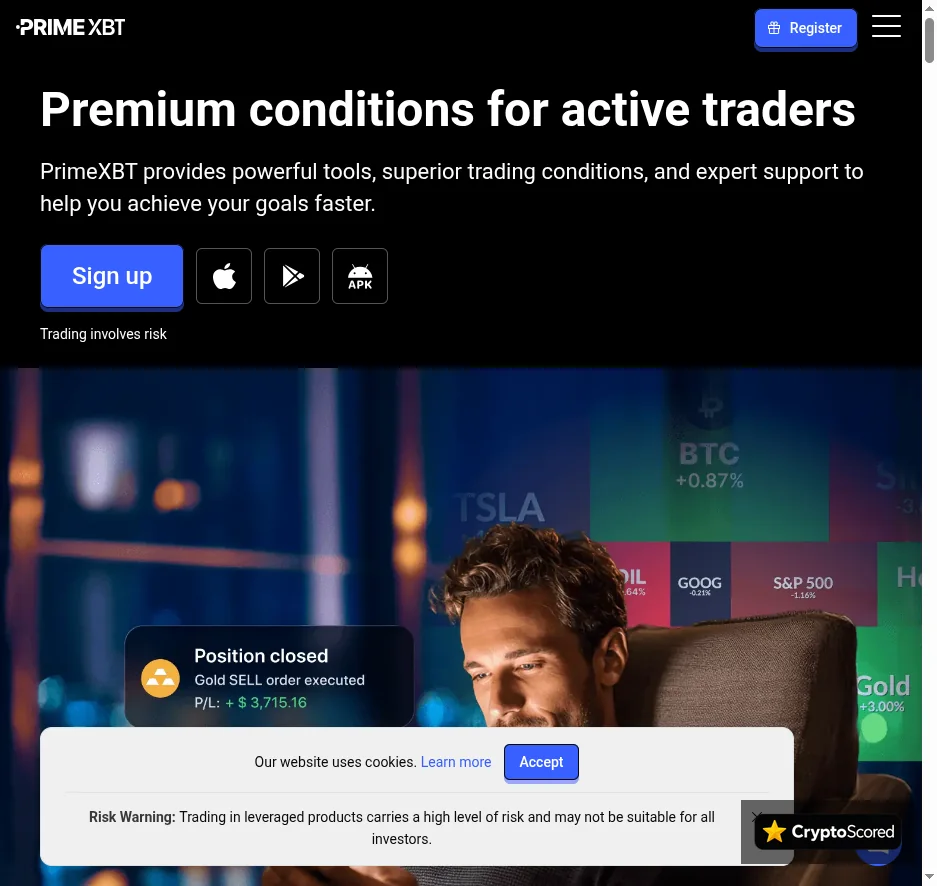 PrimeXBT website preview