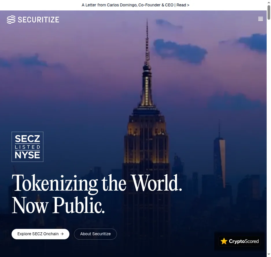 Securitize website preview