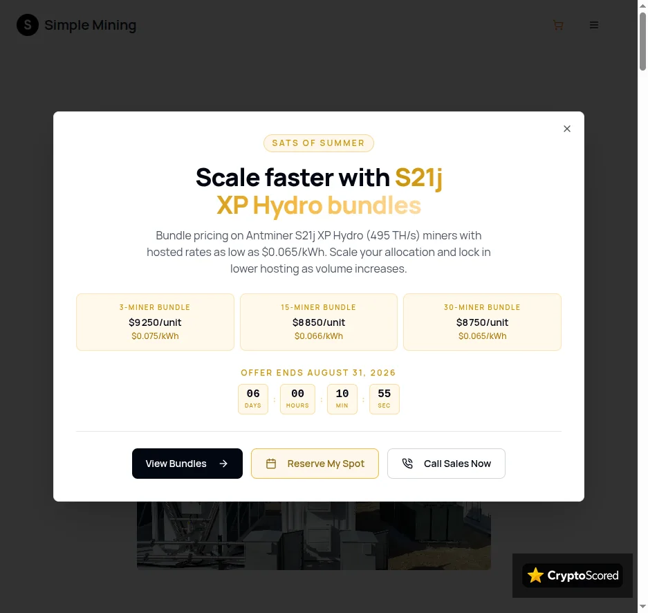 Simple Mining website preview