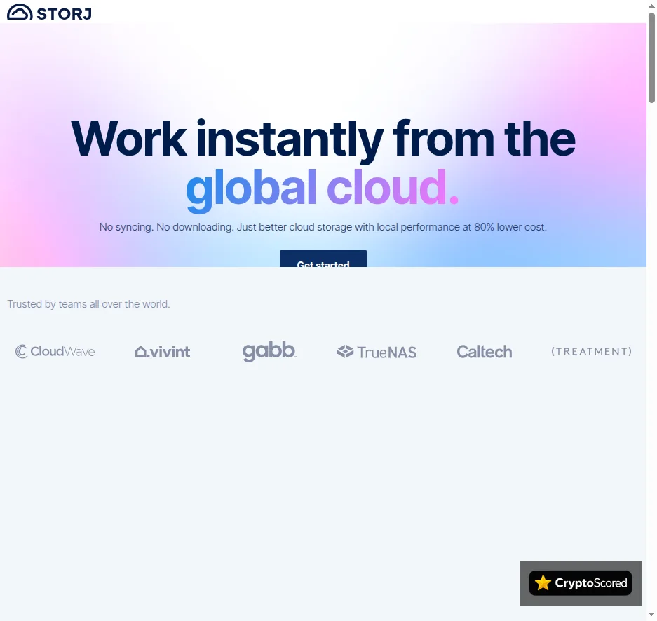 Storj website preview