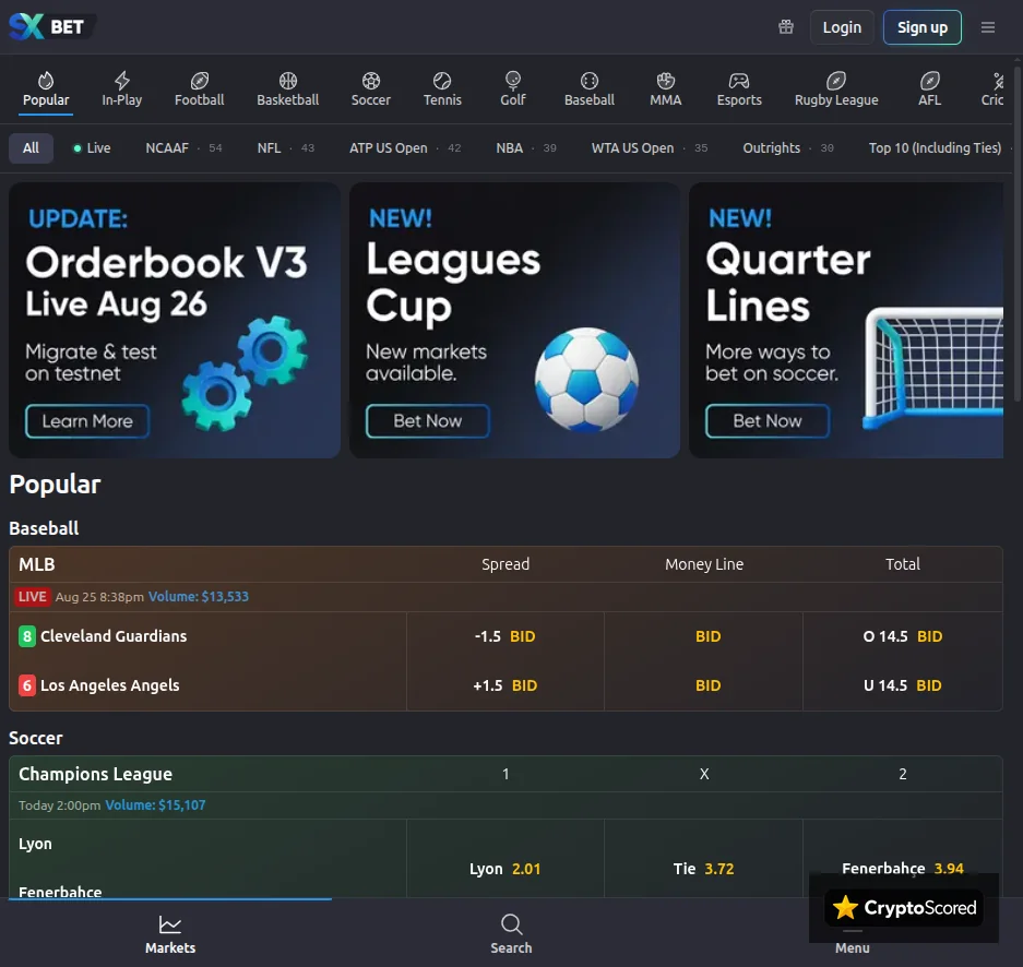 SX Bet website preview