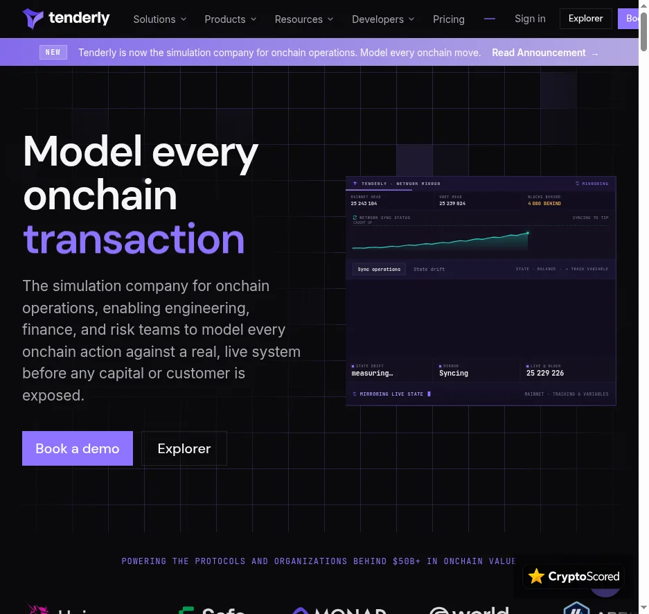 Tenderly website preview